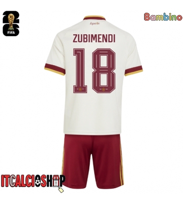 Spagna Martin Zubimendi #18 Seconda Maglia Bambino Mondiali 2026 Manica Corta (+ Pantaloni corti)